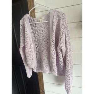 Jessica Simpson Lavender Pointelle Knit 2-Piece Cardigan and Tank Set Womens XS